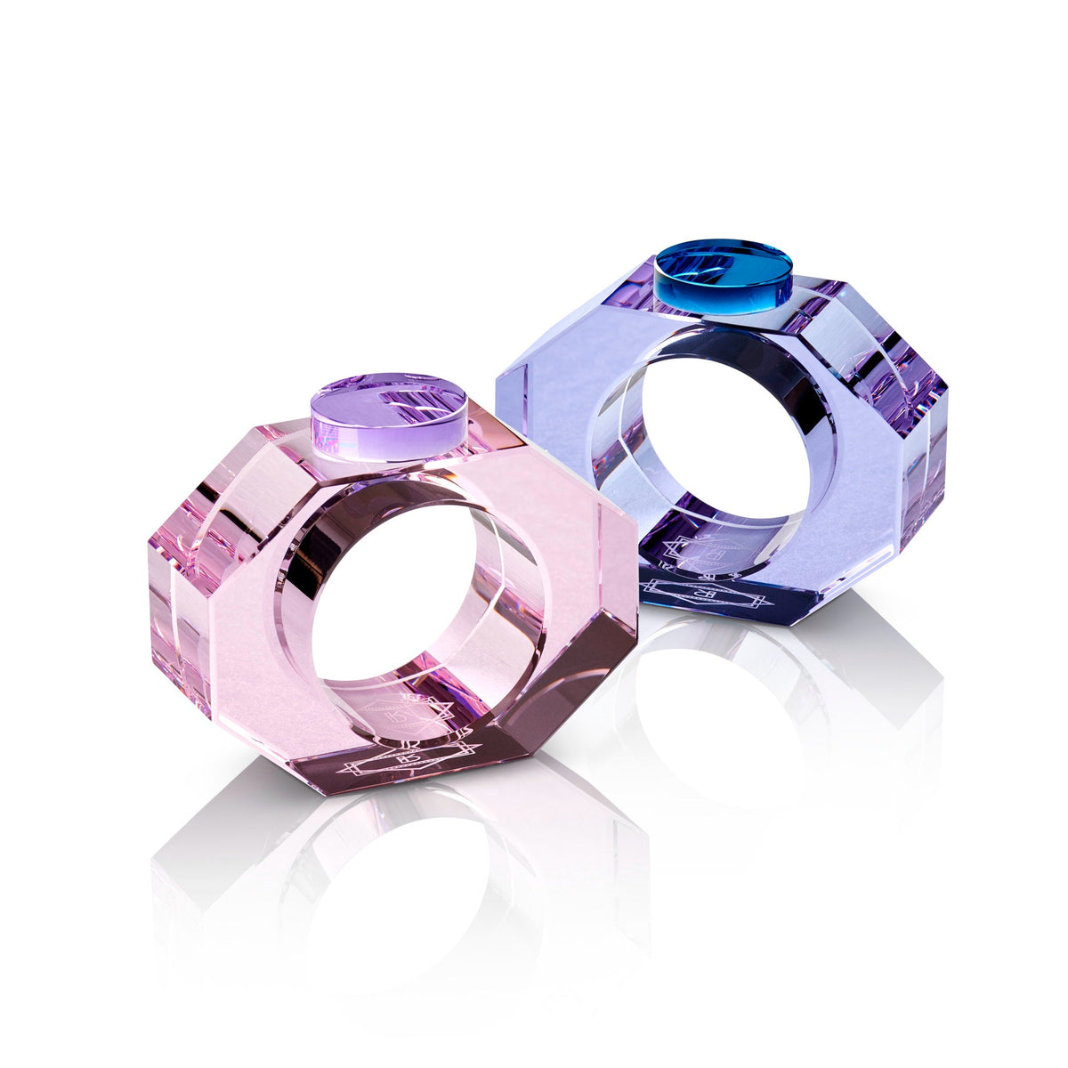 Shelby - Par Servietringe - Rose/lilla &amp; lilla/blå/gul - SPLISH