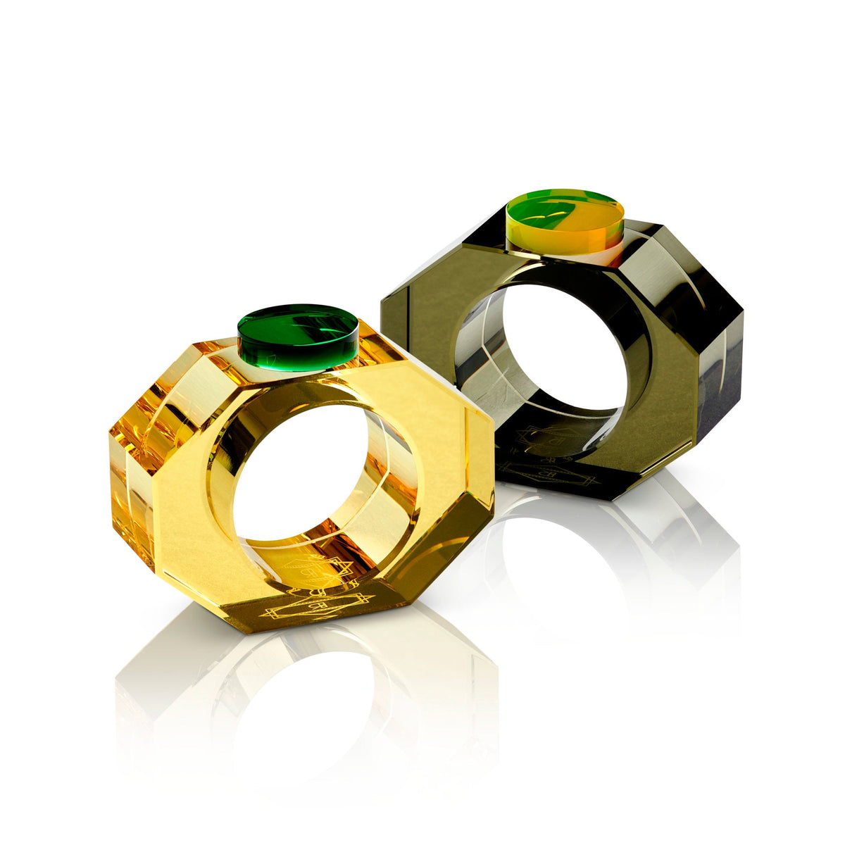 Shelby - Par Servietringe - Gul/grøn &amp; grå/neongul - SPLISH