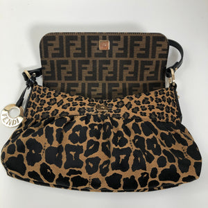 Fendi – Leopardprint zucca canvas skuldertaske