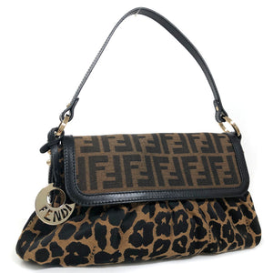 Fendi – Leopardprint zucca canvas skuldertaske