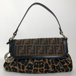 Fendi – Leopardprint zucca canvas skuldertaske