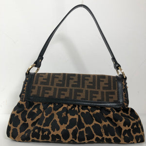 Fendi – Leopardprint zucca canvas skuldertaske