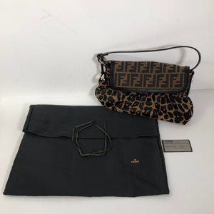 Fendi – Leopardprint zucca canvas skuldertaske