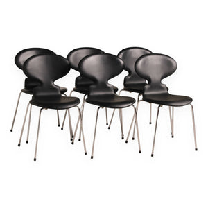 Arne Jacobsen – 6 x Sorte fuldpolstret Myrestole