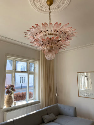 Murano Lysekrone - Palmette - 58 glas - rosa - 2 niveauer - SPLISH