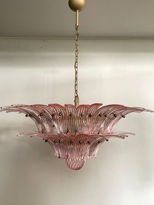 Murano Lysekrone - Palmette - 58 glas - rosa - 2 niveauer - SPLISH