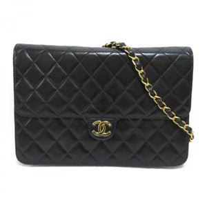 Chanel – Sort quiltet single flap bag i læder