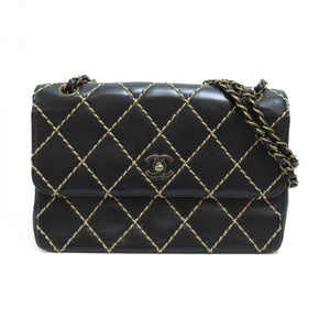 Chanel – Sort wild stitch læder single flap taske