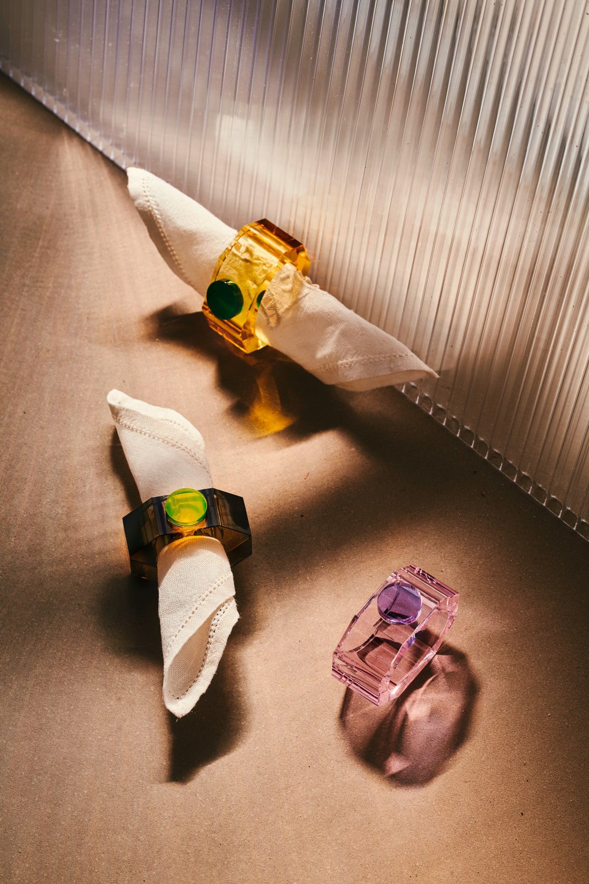 Shelby - Par Servietringe - Gul/grøn &amp; grå/neongul - SPLISH