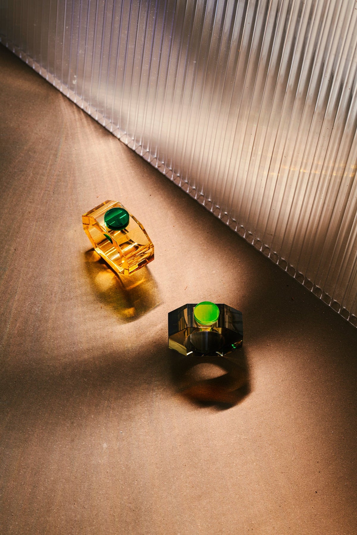 Shelby - Par Servietringe - Gul/grøn &amp; grå/neongul - SPLISH