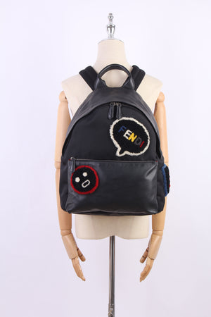 Fendi shearling emoticon nylon rygsæk