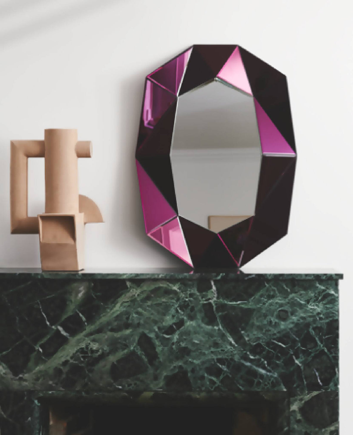 Diamond - spejl - Bordeaux/Sølv - Small