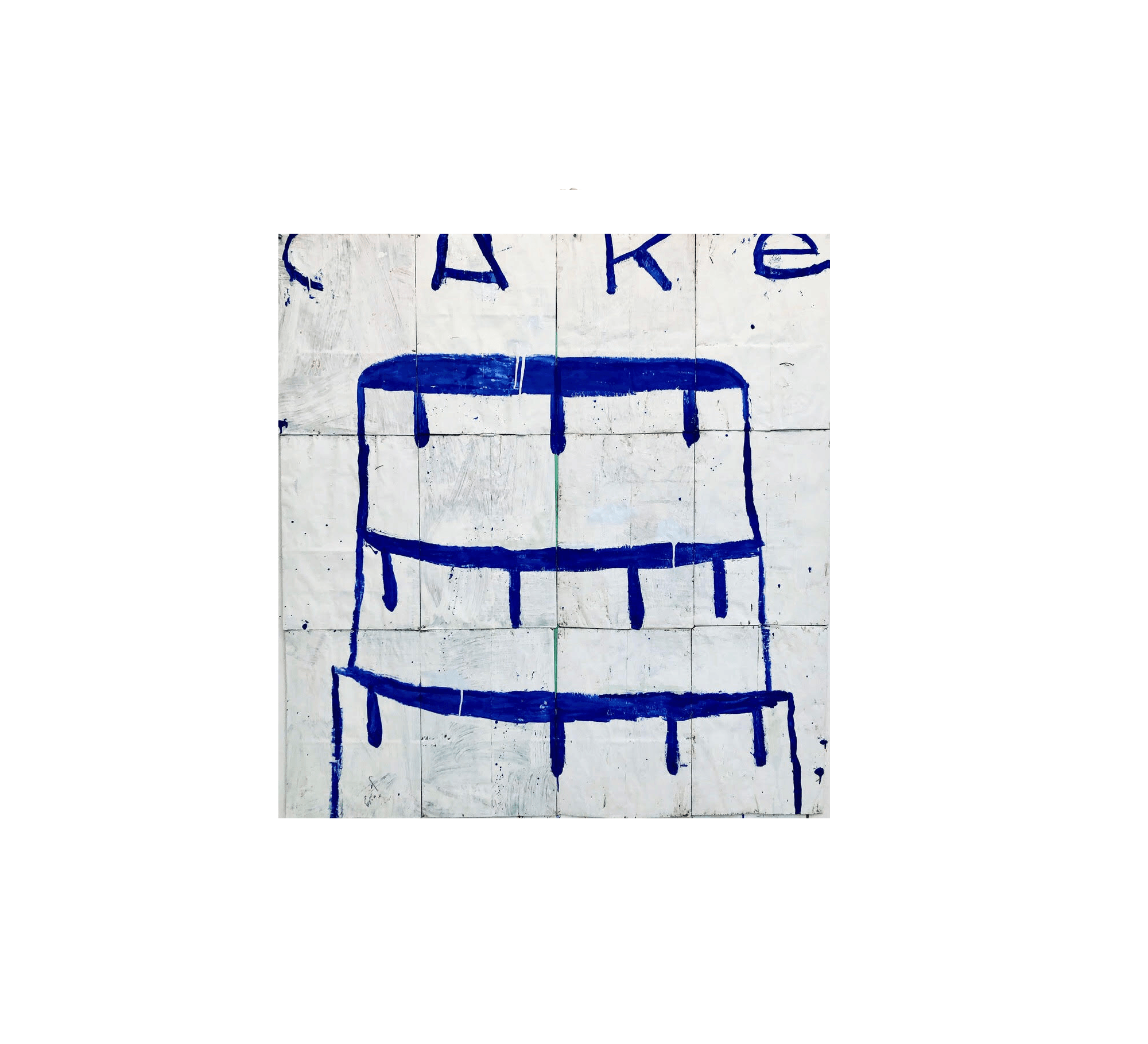 gary komarin cake stacked deep blue on cream and white