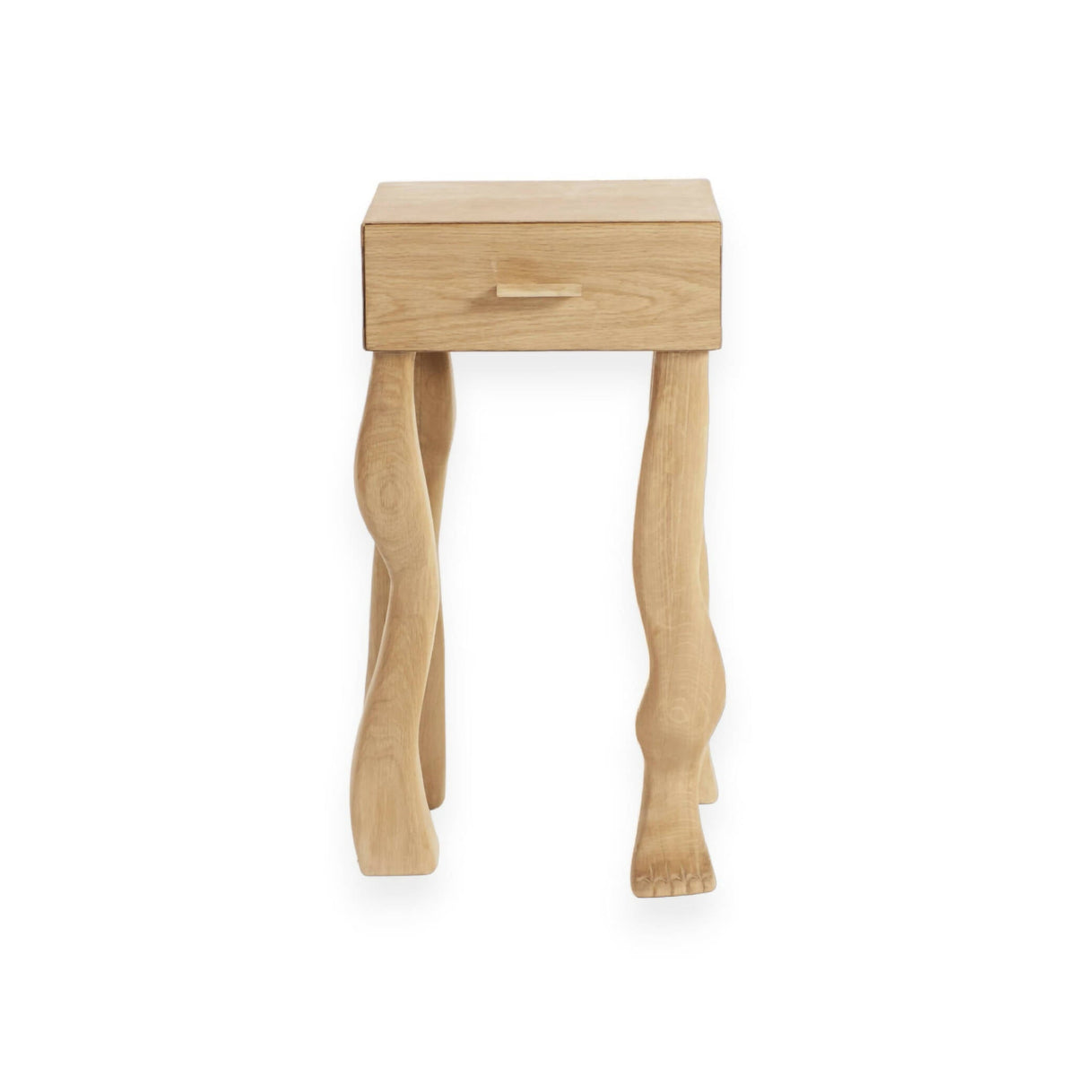 Fodsidebord med skuffe i egetræ