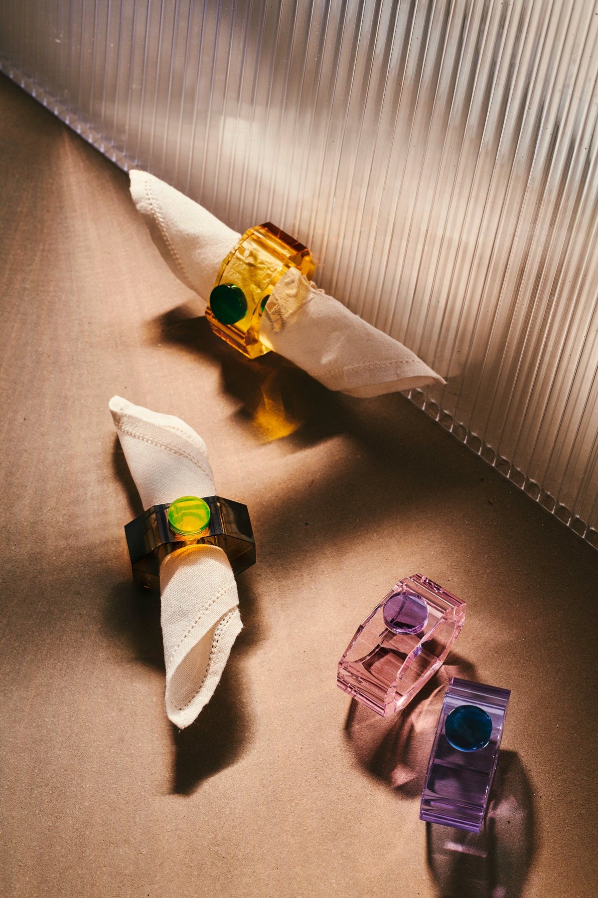 Shelby - Par Servietringe - Rose/lilla &amp; lilla/blå/gul - SPLISH