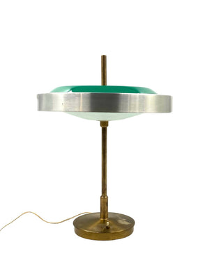 Oscar Torlasco, bord-/skrivebordslampe af messing og glas, prod. Lumi, ca. 1960